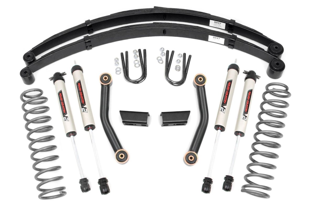 Jeep Cherokee Suspension Lift Kit - Rough Country - 3 Inch, Series II, RR Springs, V2 - '84-'01